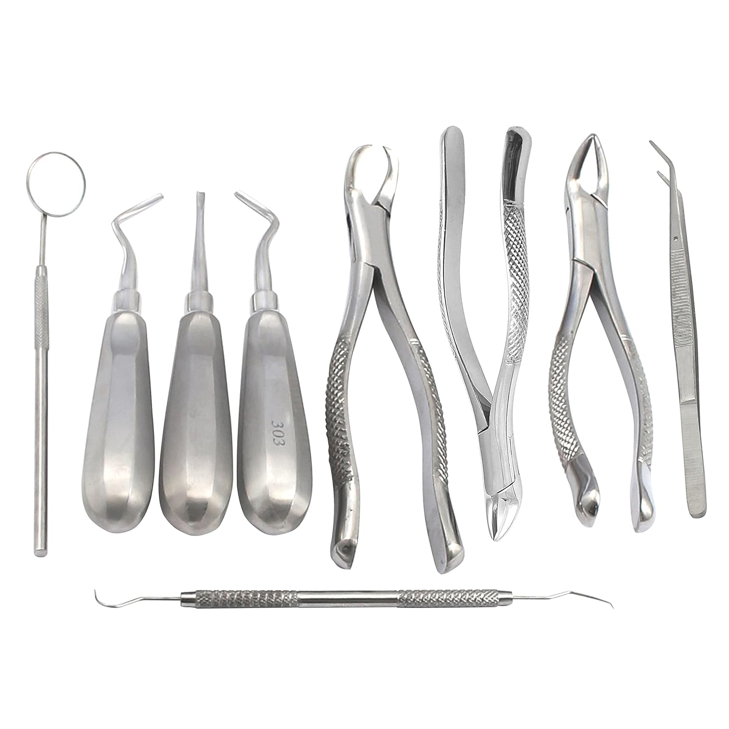 OdontoMed2011® 9-Piece Basic Dental Extraction Forceps and Elevators Set EX-346 OdontoMed2011® 9-Piece Basic Dental Extraction Forceps and Elevators Set EX-346